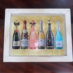 Framed Designer Champagne Bottle Art